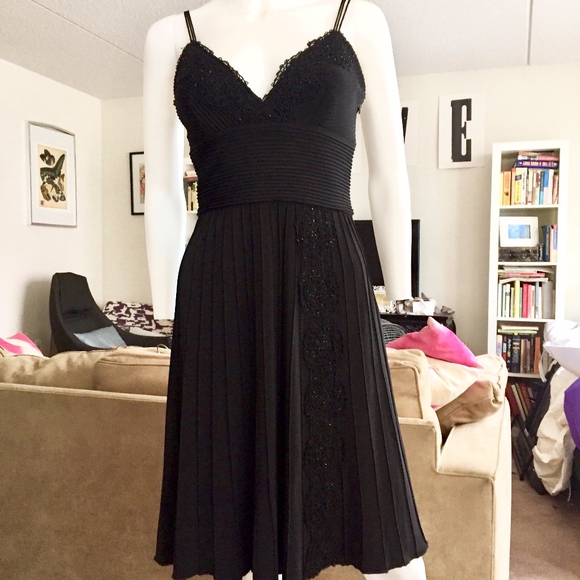 JS Collection Pleated Lace Trim & Beaded Dress - Picture 2 of 3